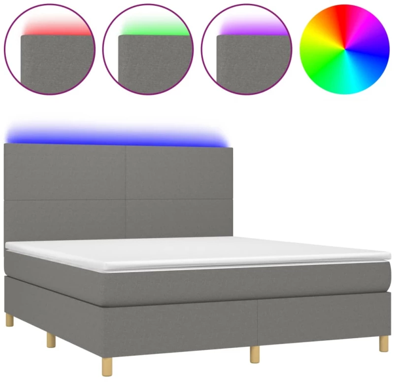 ΚΡΕΒΑΤΙ BOXSPRING ΜΕ ΣΤΡΩΜΑ & LED ΣΚ.ΓΚΡΙ 160X200 ΕΚ ΥΦΑΣΜΑΤΙΝΟ 3135286