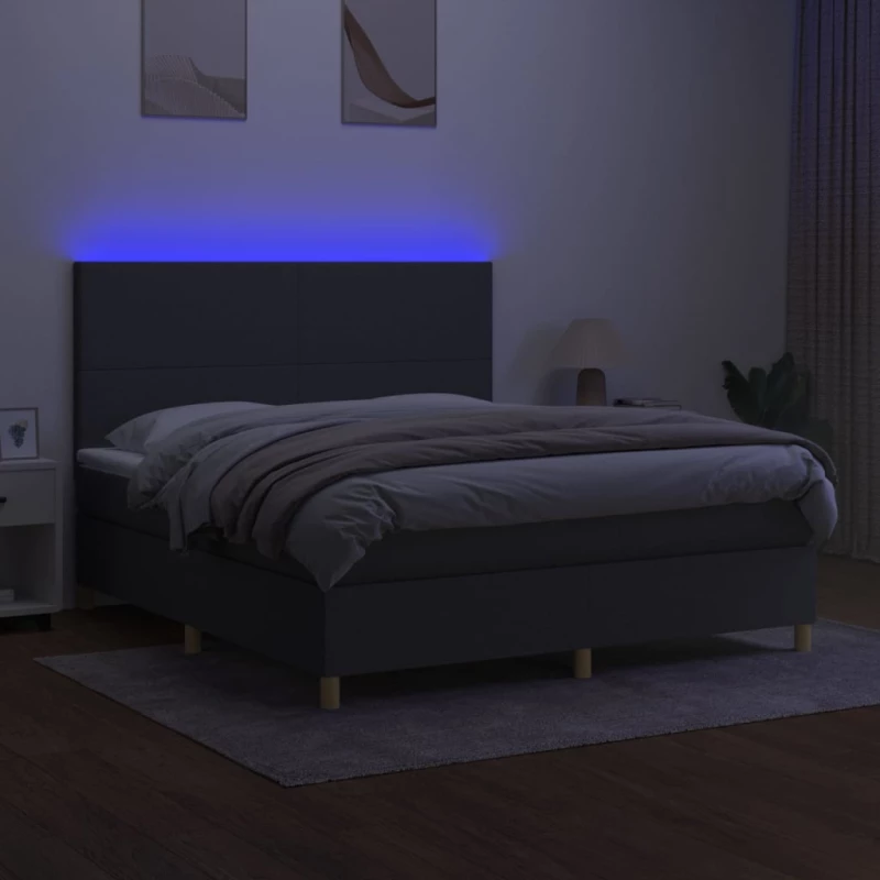 ΚΡΕΒΑΤΙ BOXSPRING ΜΕ ΣΤΡΩΜΑ & LED ΣΚ.ΓΚΡΙ 160X200 ΕΚ ΥΦΑΣΜΑΤΙΝΟ 3135286