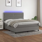 ΚΡΕΒΑΤΙ BOXSPRING ΜΕ ΣΤΡΩΜΑ & LED ΣΚ.ΓΚΡΙ 160X200 ΕΚ ΥΦΑΣΜΑΤΙΝΟ 3135126