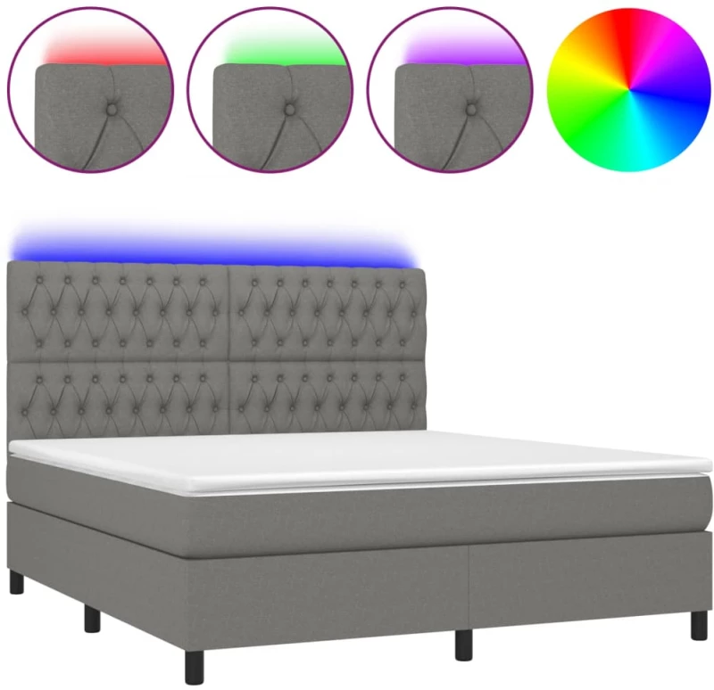 ΚΡΕΒΑΤΙ BOXSPRING ΜΕ ΣΤΡΩΜΑ & LED ΣΚ.ΓΚΡΙ 160X200 ΕΚ ΥΦΑΣΜΑΤΙΝΟ 3135126