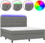ΚΡΕΒΑΤΙ BOXSPRING ΜΕ ΣΤΡΩΜΑ & LED ΣΚ.ΓΚΡΙ 160X200 ΕΚ ΥΦΑΣΜΑΤΙΝΟ 3135126