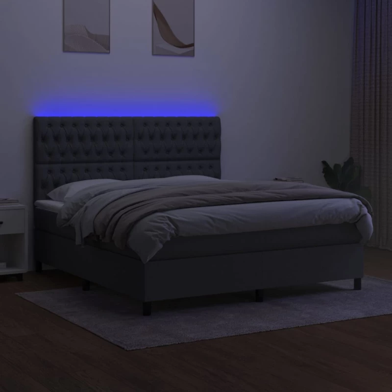 ΚΡΕΒΑΤΙ BOXSPRING ΜΕ ΣΤΡΩΜΑ & LED ΣΚ.ΓΚΡΙ 160X200 ΕΚ ΥΦΑΣΜΑΤΙΝΟ 3135126
