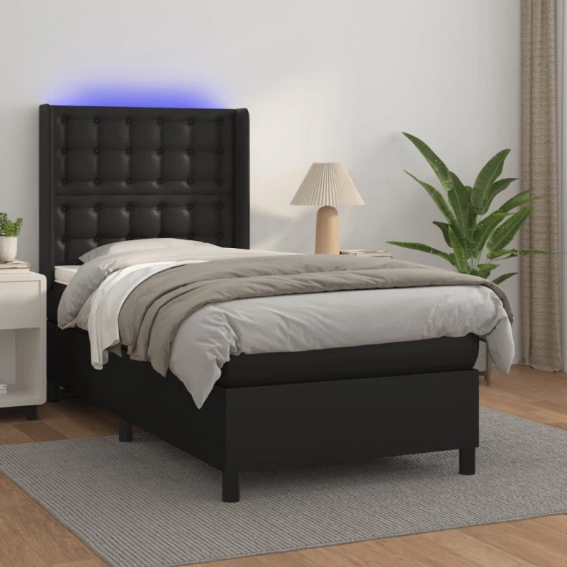 ΚΡΕΒΑΤΙ BOXSPRING ΜΕ ΣΤΡΩΜΑ & LED ΜΑΥΡΟ 100X200 ΕΚ. ΣΥΝΘ. ΔΕΡΜΑ 3139367
