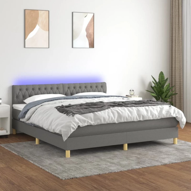 ΚΡΕΒΑΤΙ BOXSPRING ΜΕ ΣΤΡΩΜΑ & LED ΣΚ.ΓΚΡΙ 180X200 ΕΚ ΥΦΑΣΜΑΤΙΝΟ 3133974