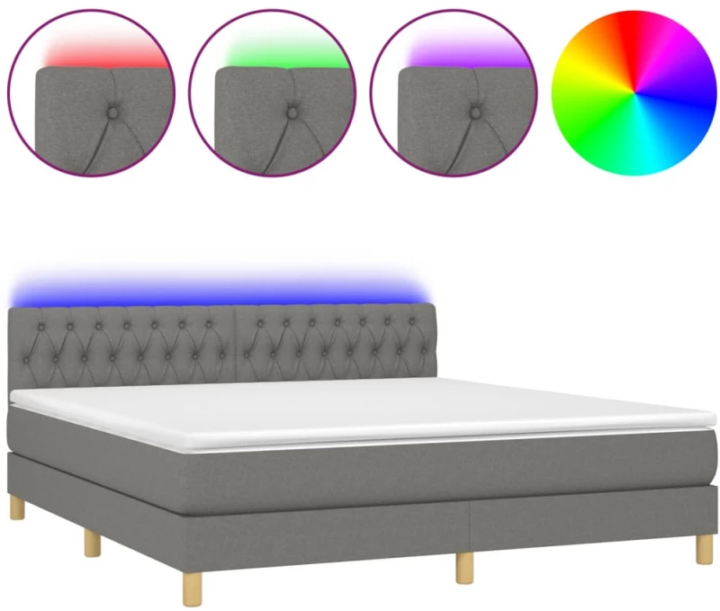 ΚΡΕΒΑΤΙ BOXSPRING ΜΕ ΣΤΡΩΜΑ & LED ΣΚ.ΓΚΡΙ 180X200 ΕΚ ΥΦΑΣΜΑΤΙΝΟ 3133974