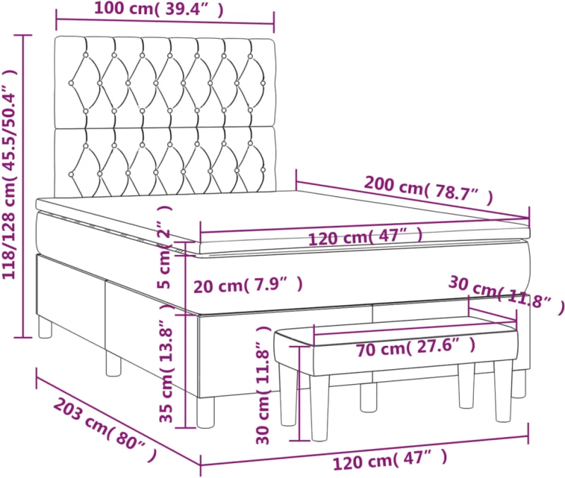 ΚΡΕΒΑΤΙ BOXSPRING ΜΕ ΣΤΡΩΜΑ ΑΝΟΙΧΤΟ ΓΚΡΙ 120X200 ΕΚ. ΒΕΛΟΥΔΙΝΟ 3138013