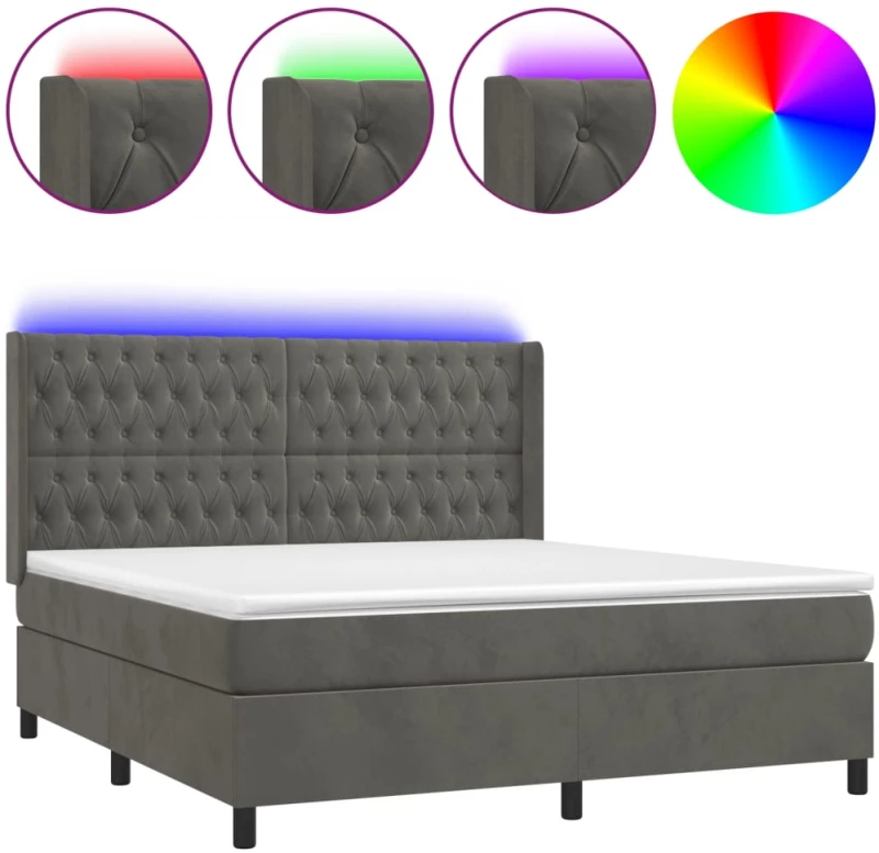 ΚΡΕΒΑΤΙ BOXSPRING ΜΕ ΣΤΡΩΜΑ & LED ΣΚ. ΓΚΡΙ 160X200ΕΚ. ΒΕΛΟΥΔΙΝΟ 3139752