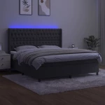 ΚΡΕΒΑΤΙ BOXSPRING ΜΕ ΣΤΡΩΜΑ & LED ΣΚ. ΓΚΡΙ 160X200ΕΚ. ΒΕΛΟΥΔΙΝΟ 3139752