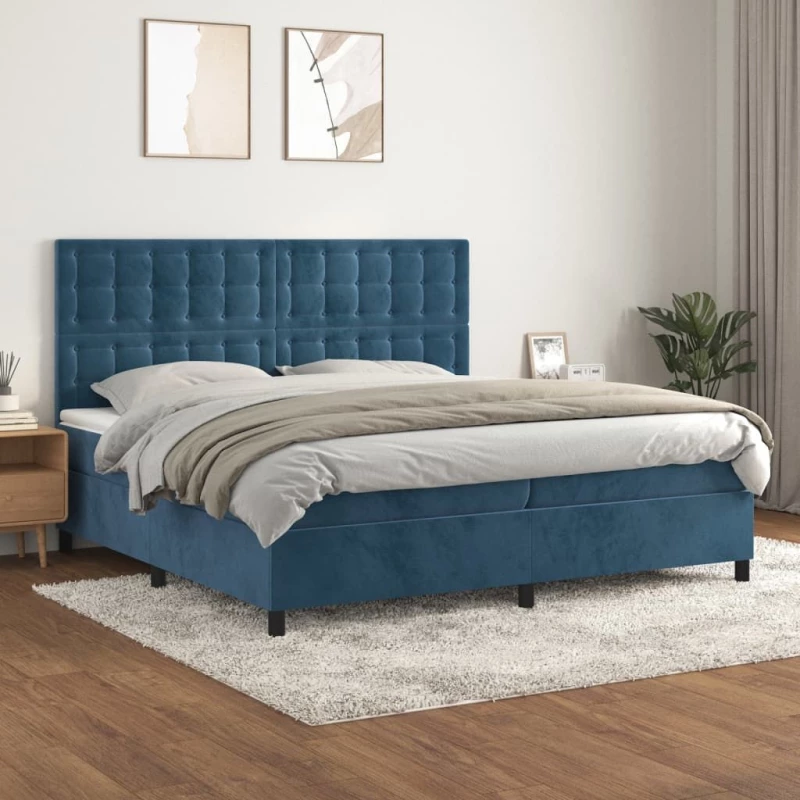ΚΡΕΒΑΤΙ BOXSPRING ΜΕ ΣΤΡΩΜΑ ΣΚΟΥΡΟ ΜΠΛΕ 200X200 ΕΚ. ΒΕΛΟΥΔΙΝΟ 3143287