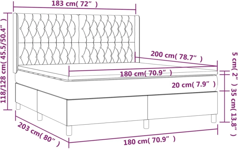 ΚΡΕΒΑΤΙ BOXSPRING ΜΕ ΣΤΡΩΜΑ & LED ΜΑΥΡΟ 180X200 ΕΚ. ΒΕΛΟΥΔΙΝΟ 3139759