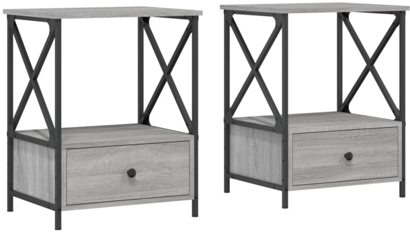 ΚΟΜΟΔΙΝΑ 2 ΤΕΜ ΓΚΡΙ SONOMA 50X41X65 ΕΚ. ΑΠΟ ΕΠΕΞΕΡΓΑΣΜΕΝΟ ΞΥΛΟ 826090