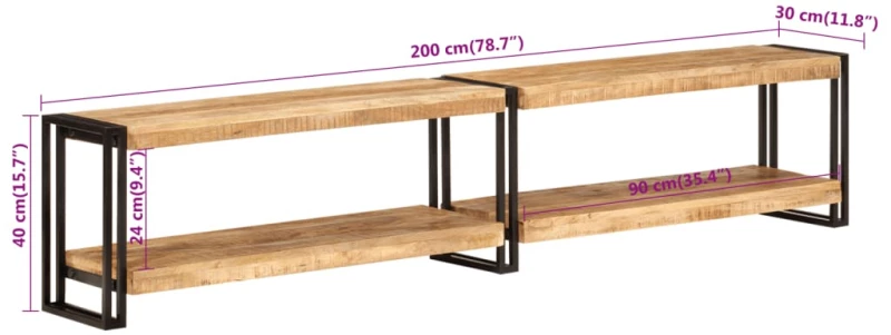 ΈΠΙΠΛΟ ΤΗΛΕΟΡΑΣΗΣ 200 X 30 X 40 ΕΚ. ΑΠΟ ΜΑΣΙΦ ΞΥΛΟ ΜΑΝΓΚΟ 356180