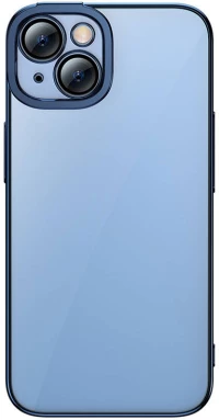 Baseus Glitter Transparent Case and Tempered Glass set for iPhone 14 Plus (blue)