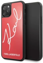 Karl Lagerfeld Double Layers Tempered Glass Signature Glitter Case for iPhone 11 Pro Max (Red)