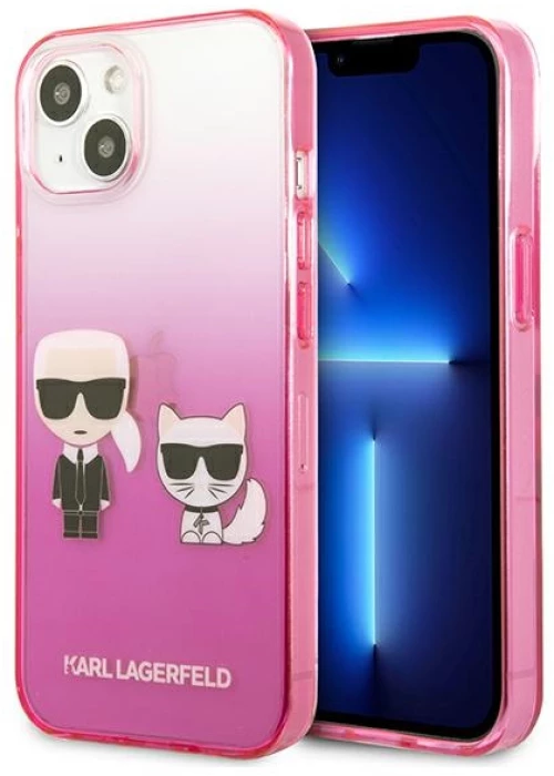 Karl Lagerfeld Gradient Ikonik Karl & Choupette - Case for iPhone 13 mini (Pink)