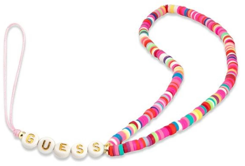 Guess Phone Strap Beads Heishi Multicolor Pink