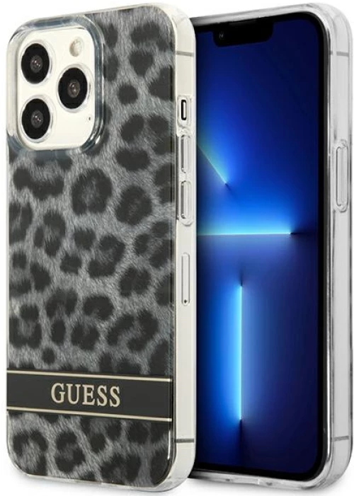 Guess Leopard Electro Stripe - Cover for iPhone 13 Pro (Grey)