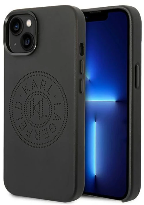 Karl Lagerfeld Leather Perforated Logo Casse - Case for iPhone 14 Plus (Black)