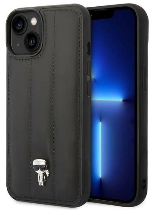 Karl Lagerfeld Quilted Puffy Ikonik Pin  Case iPhone 14 Plus (Black)