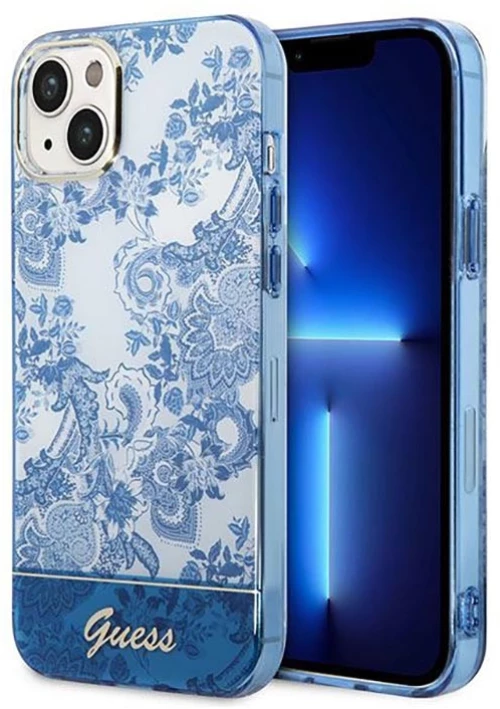 Guess Porcelain Collection - Case for iPhone 14 Plus (Blue)