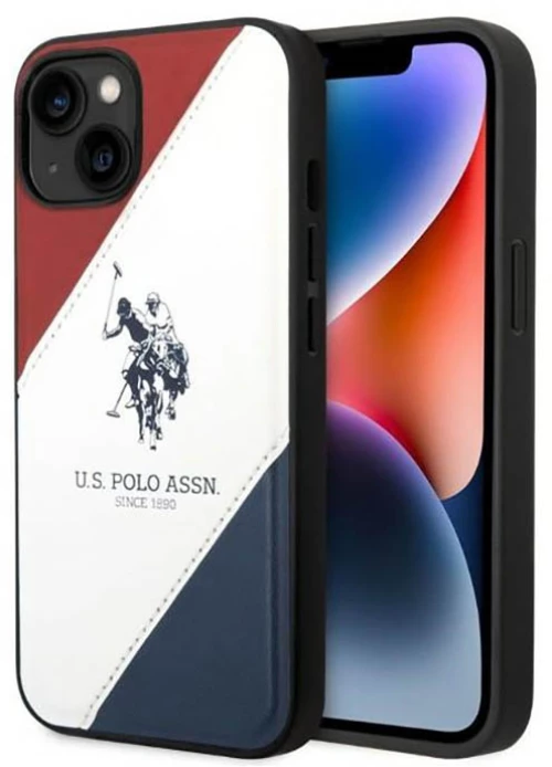 US Polo Assn Tricolor Embossed - Case for iPhone 14 (White)