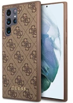 Guess 4G Metal Logo - Case for Samsung Galaxy S23 Ultra (Brown)