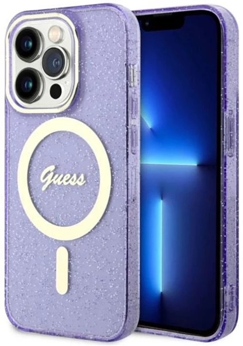 Guess Glitter Gold MagSafe - Case for iPhone 14 Pro Max (Purple)