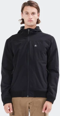 BASEHIT Men's Ribbed Jacket with Hood BLACK - 212.BM10.82-K9 BLACK