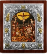 Ασημένια εικόνα ΣΤΑΥΡΩΣΗ-ΑΓΙΟΓΡΑΦΙΑ  27x24cm