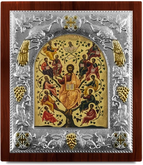 Ασημένια εικόνα ΑΜΠΕΛΟΣ-ΑΓΙΟΓΡΑΦΙΑ  27x24cm