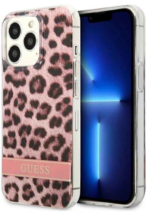 Guess Leopard Electro Stripe - Cover for iPhone 13 Pro (Pink)