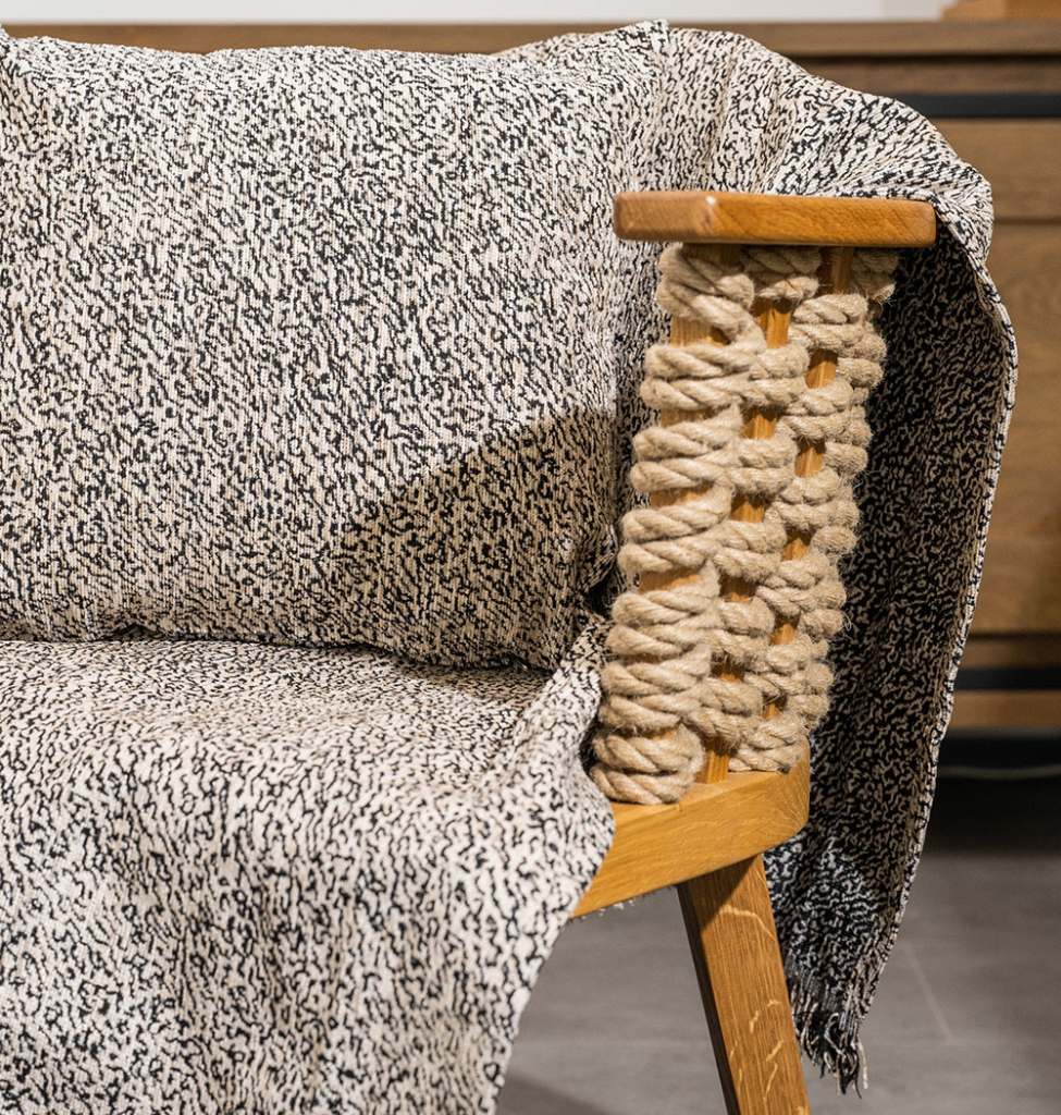 Ριχτάρι Καναπέ Chenille ANI Beige-Black - Beige - Black, Μονοθέσιο (180x180)