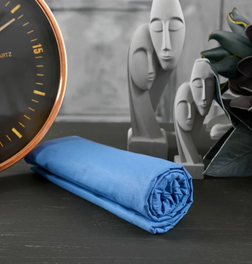 Σεντόνια Μονόχρωμα Λάστιχο Angel - Malibu Blue, Ημίδιπλo λάστιχο (120x200+25)