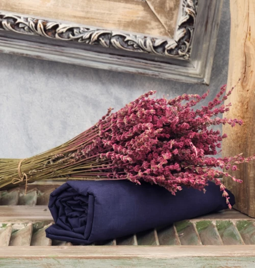 Σεντόνια Μονόχρωμα Λάστιχο Angel - Navy Blue, Υπέρδιπλο λάστιχο (175x200+25)