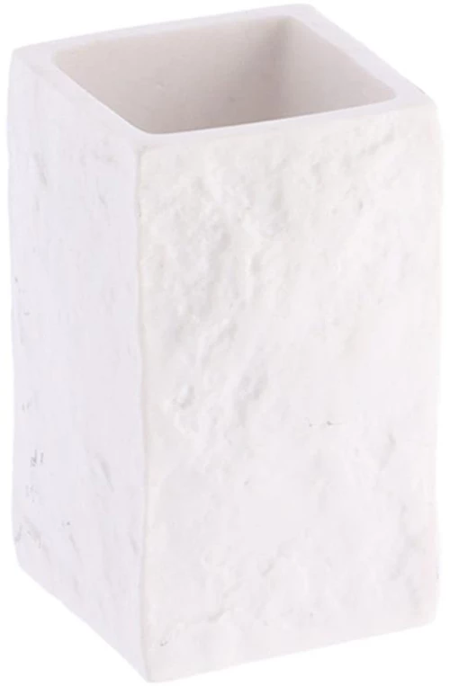 Ποτήρι μπάνιου polyresin τετράγωνο stone λευκό