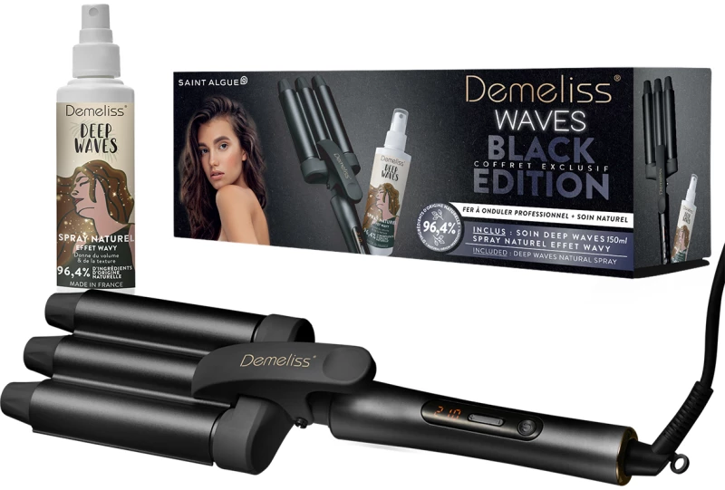 DEMELISS WAVES BLACK EDITION Επαγγελματικό Ψηφιακό Τριπλό Ψαλίδι Μαλλιών Για Μπούκλες 2. 8 cm Με Κεραμική Πλάκα 210˚C