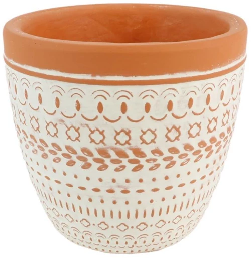 Κασπώ κεραμικό terracotta με λευκό σχέδιο/α  13,5x12,5