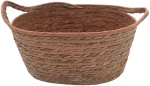 Καλάθι ψάθινο οβάλ terracotta με φυσικό 34x27x16,5/19