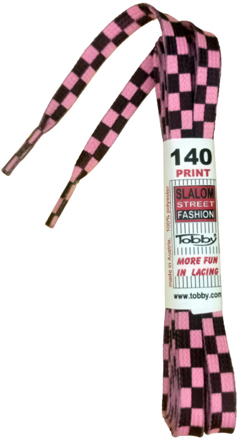 Κορδόνια παπουτσιών Tobby Checker Pink 140cm