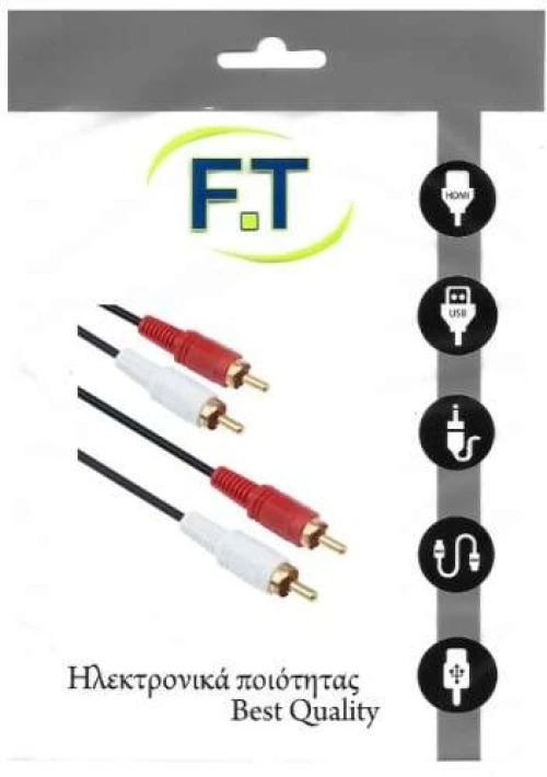 FTT16-001 2 rca- 2 rca επίχρυσο 1.5m