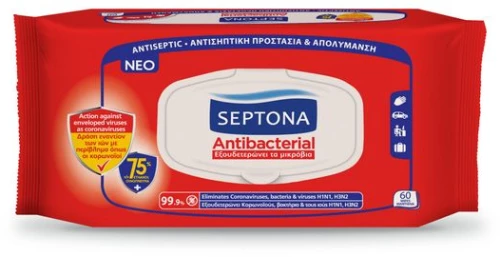 Septona Αντιβακτηριδιακά Μαντηλάκια Ethanol 60τμχ