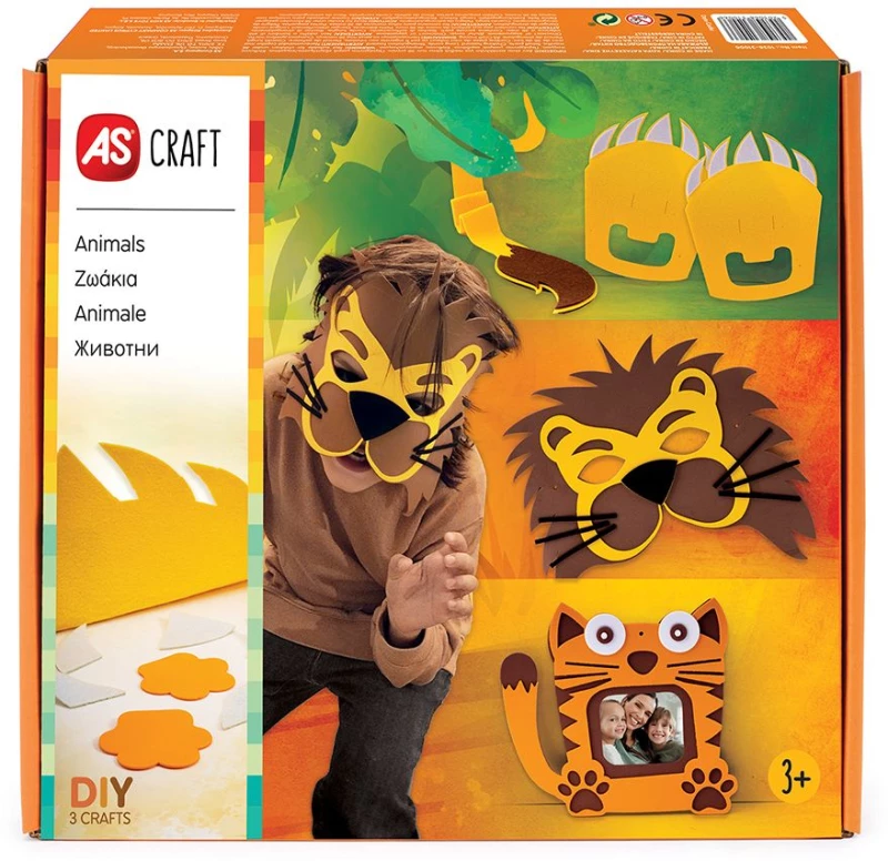 AS Craft Ζωάκια Παιχνίδι Με 3 Χειροτεχνίες DIY Για 3+ Χρονών