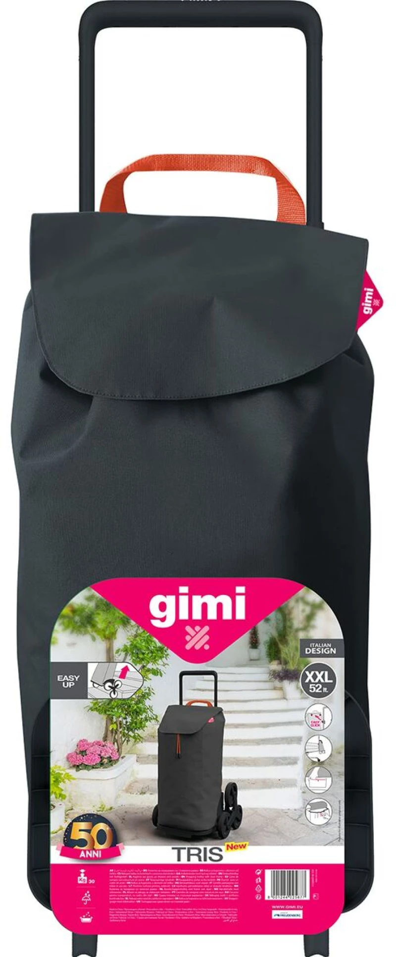 Καροτσάκι Αγορών Gimi Tris Urban Σκούρο γκρίζο 52 L