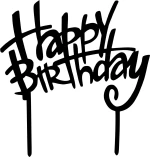 Cake Topper happy birthday 3 ΜΑΥΡΟ