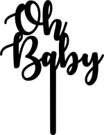 Cake Topper Oh Baby ΜΑΥΡΟ