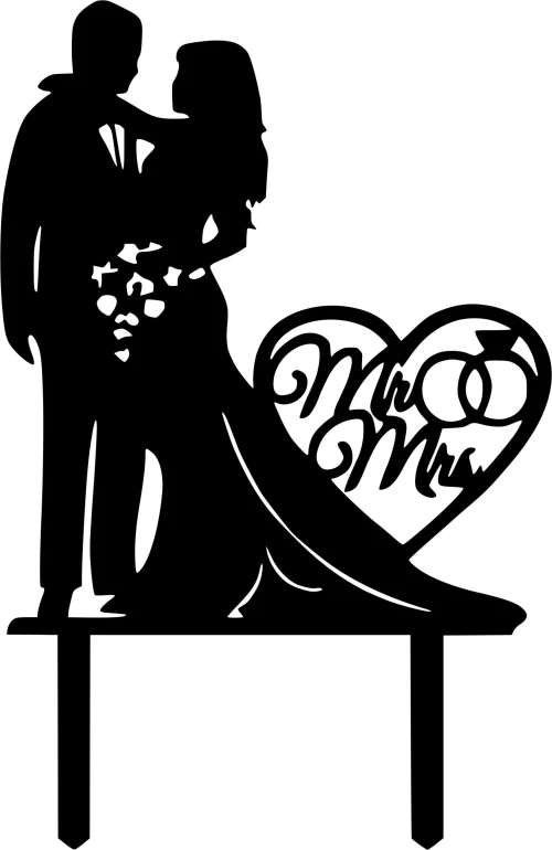 Cake Topper Wedding 2 ΜΑΥΡΟ
