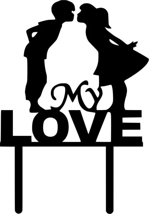 Cake Topper My Love ΜΑΥΡΟ