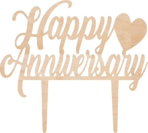 Cake Topper Happy Anniversary ΞΥΛΟ