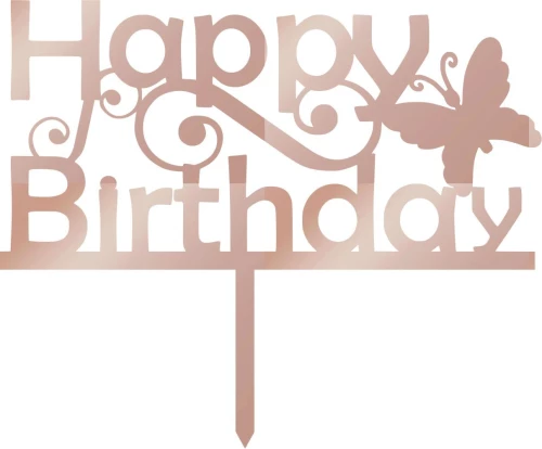 Cake Topper happy birthday 10 ROZE GOLD ΚΑΘΡΕΠΤΗΣ