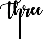 Cake Topper Three ΜΑΥΡΟ